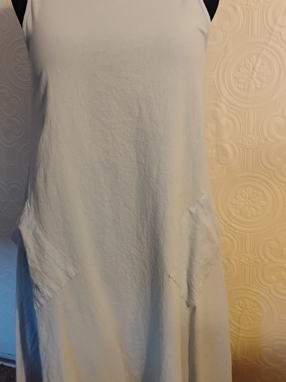 Women’s Casual Sleeveless Midi Dress in Light Blue, With Pockets